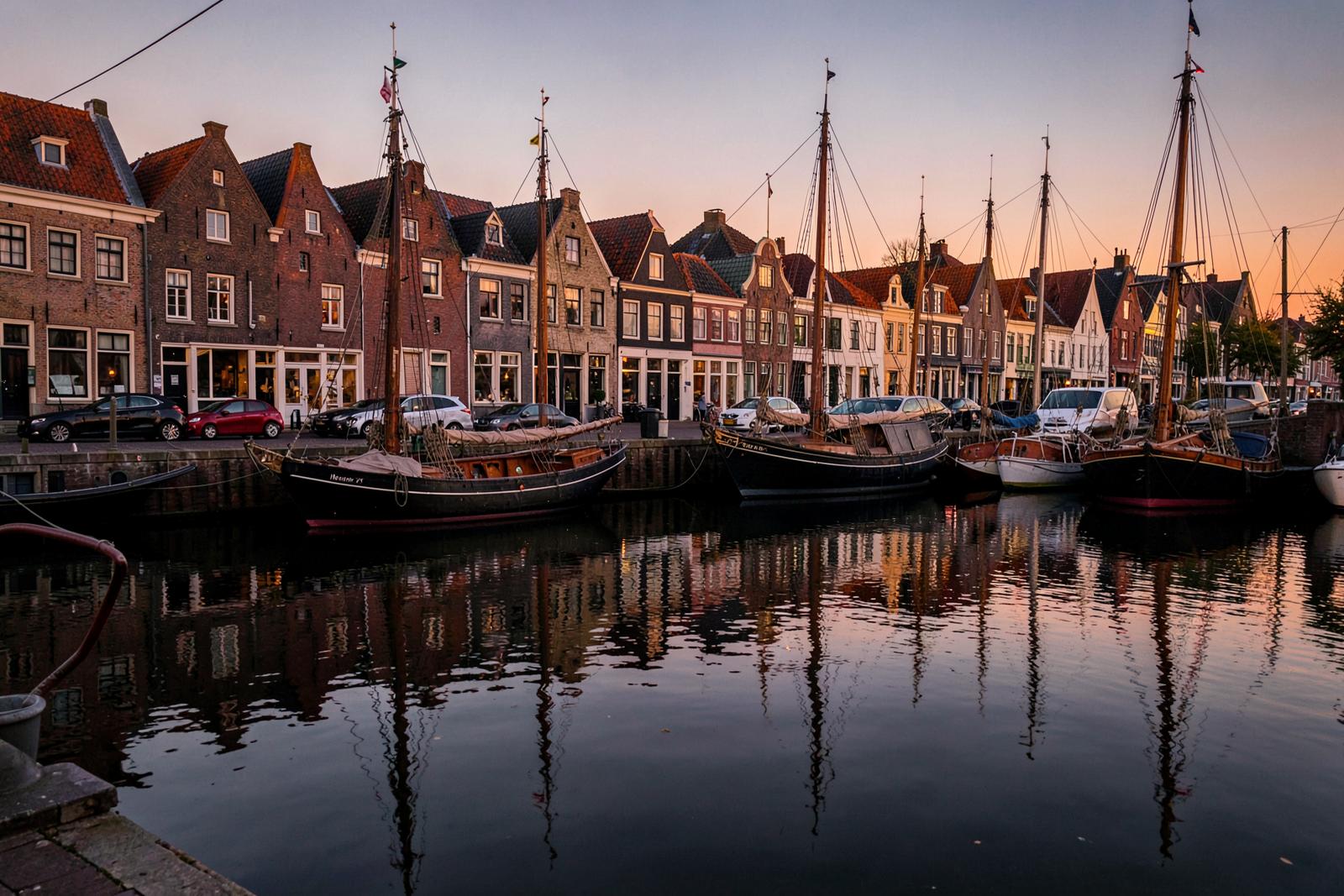 De haven van Monnickendam met historische zeilschepen